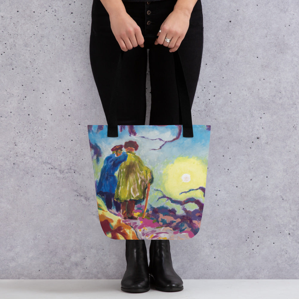 Two Men Watching the Sun Tote Bag